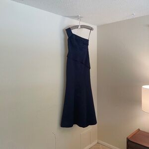 White by Vera Wang Deep Navy Blue Bridesmaid Full Length Dress